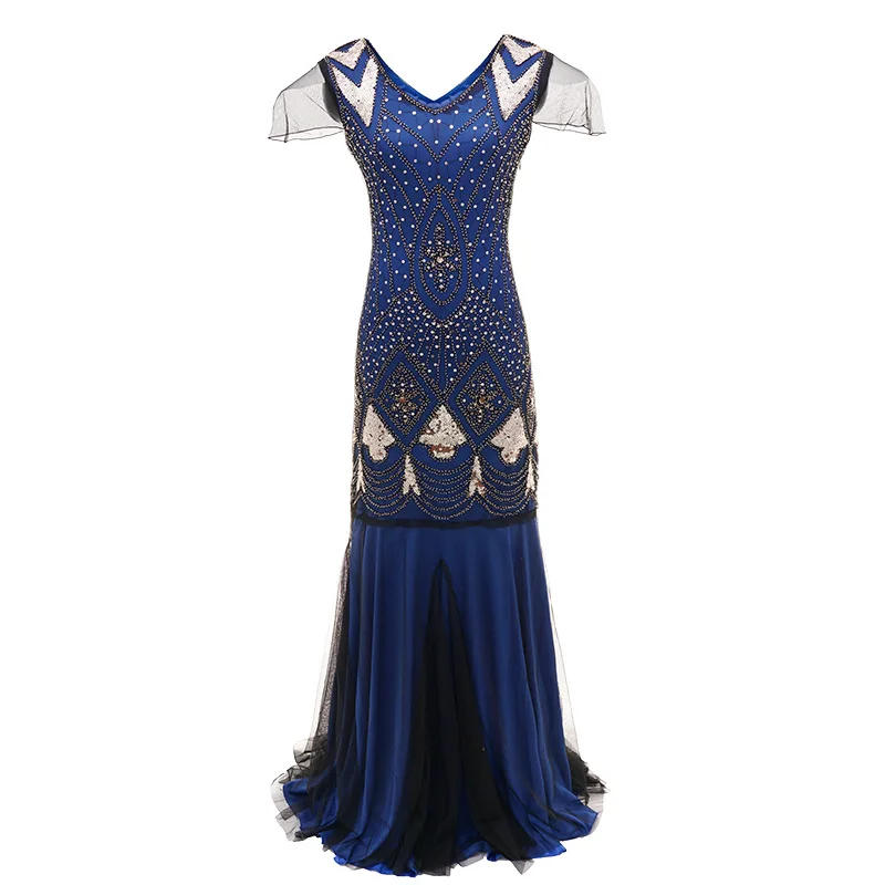 Prettyguide Women's 1920s Black Sequin Gatsby Maxi Dress