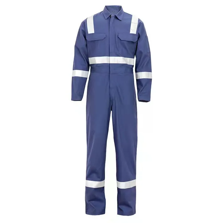 Wholesale Workwear Cotton Flame Retardant Coverall Fire Resistance Clothing Pilot Coveralls with Reflector