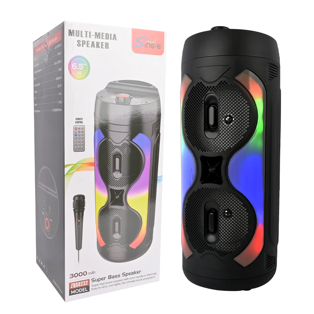 SING-E ZQS6232 Taşınabilir BT Hoparlör, RGB LED Işık ve Mikrofon ile