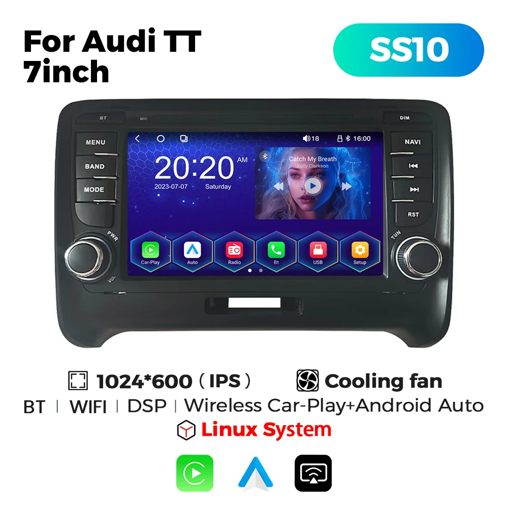 MEKEDE SS10 Linux System IPS Touch Screen Car Player for 7inch Audi TT Support Rear Camera DAB FM AM