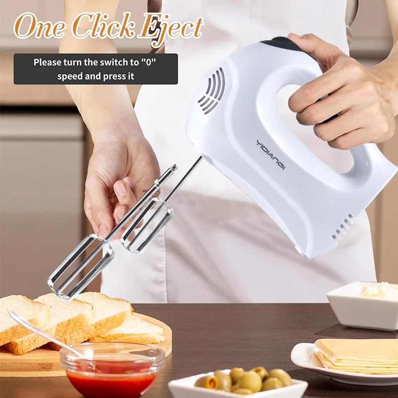 Moseener 300w Mini Electric Hand Mixer 5 Speed Cream Egg Starch Kitchen Blender Two Bars Bowl Egg Beater For Household Use