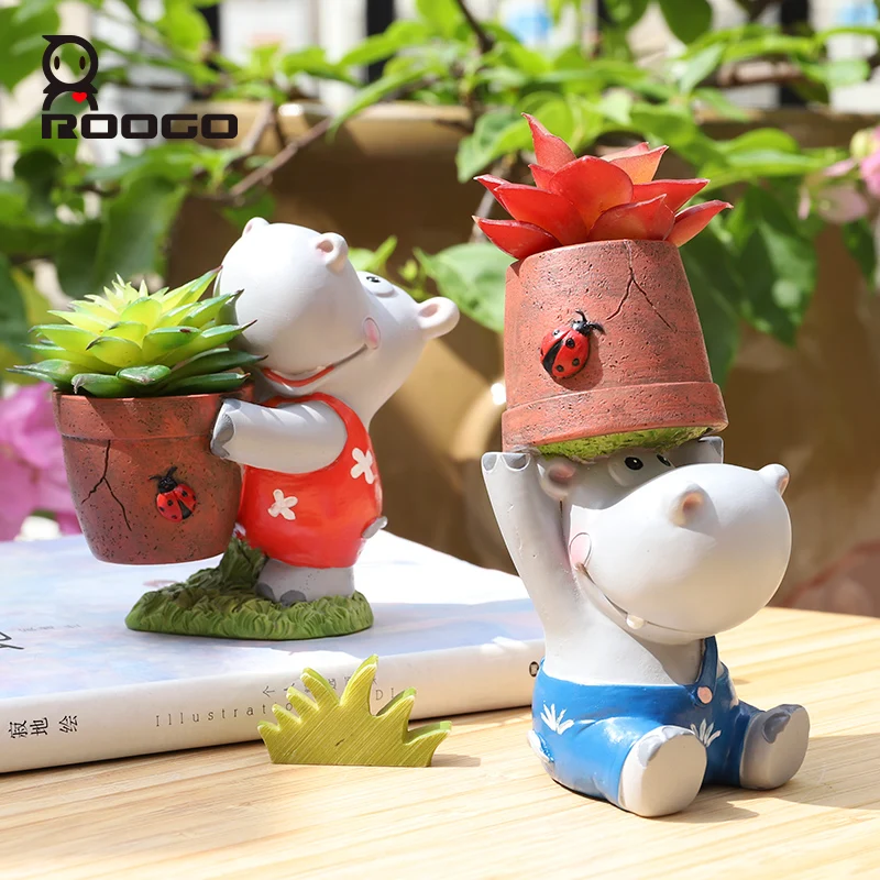 
Roogo каучуковый гиппопотамус в форме цветочных Горшков 