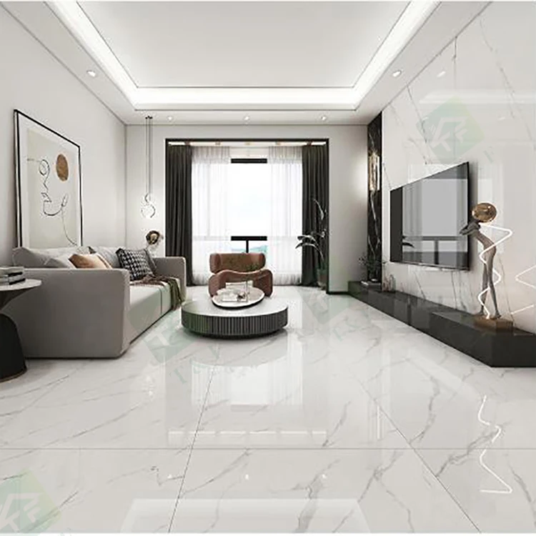 Foshan Supply Full Body Polished Glazed Carrara White With Gold Vein ...