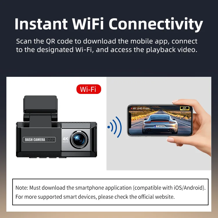 4K+2K 2 Channel Dash Cam 170° WiFi GPS Front /back 2160P+1440P Two-Way Car Camera Night Emergency Lock Park for High Efficient supplier