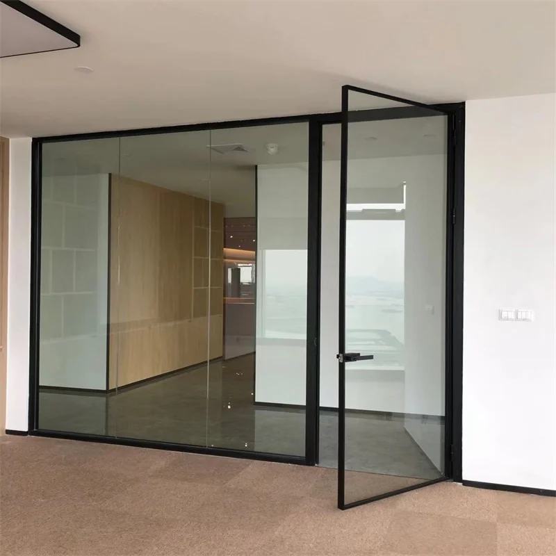 product single glass partition with 60mm aluminum integrated frame  20mm slim profile   for villas  offices-5