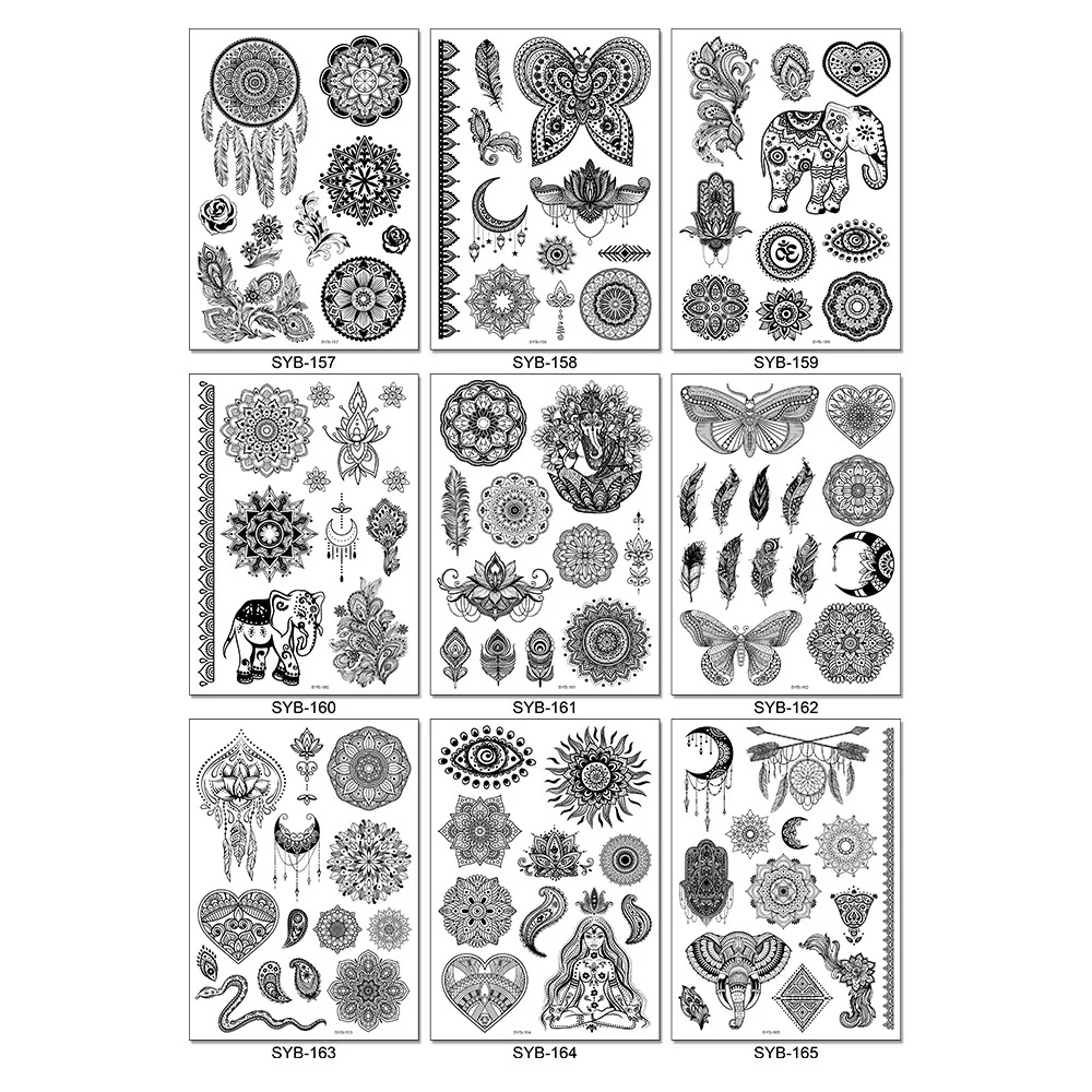 Черные сексуальные тату-наклейки с мандалой хной крутые татуировки для рук