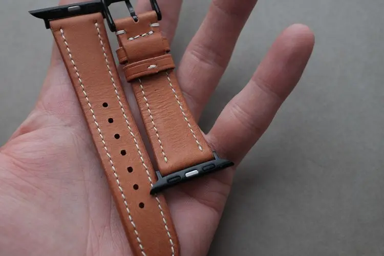 Genuine Brown Leather Watch Band For Apple 41/38/40mm,42/44/45mm Smart