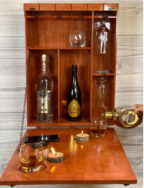 minibar de madera whisky Hommie Goods vinos y bebidas alcohólicas Mueble de madera para bebidas gabinete de bebidas 