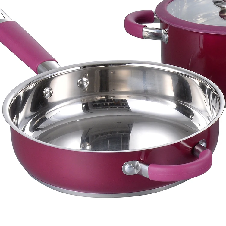 Popular 12Pcs Stainless Steel Cookware Set With Coloring Silicone Handle supplier