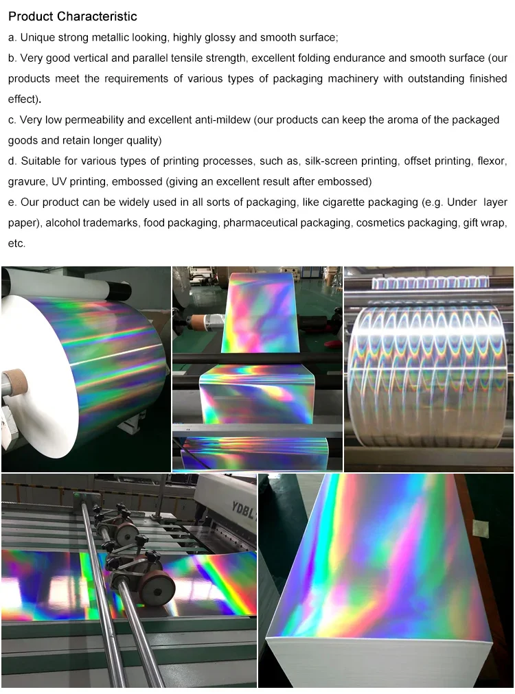 Chrimbo Colored Metallized Paper Holographic Paperboard for Printing ...