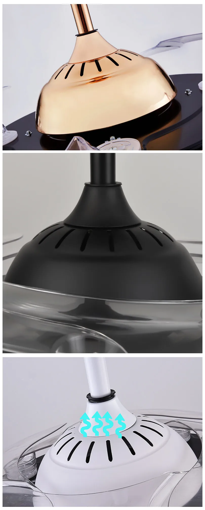 Ceiling fan Lights led Dimmable Chandelier Retractable fan with Remote control 42 inch ceiling fans for dining room/bedroom