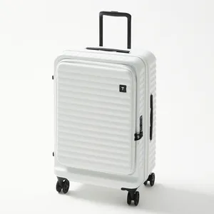 Large Capacity Front-Open Suitcase Multifunctional Anti-Theft Trolley Luggage with Universal Wheel Carry-on Suitcase for Travel