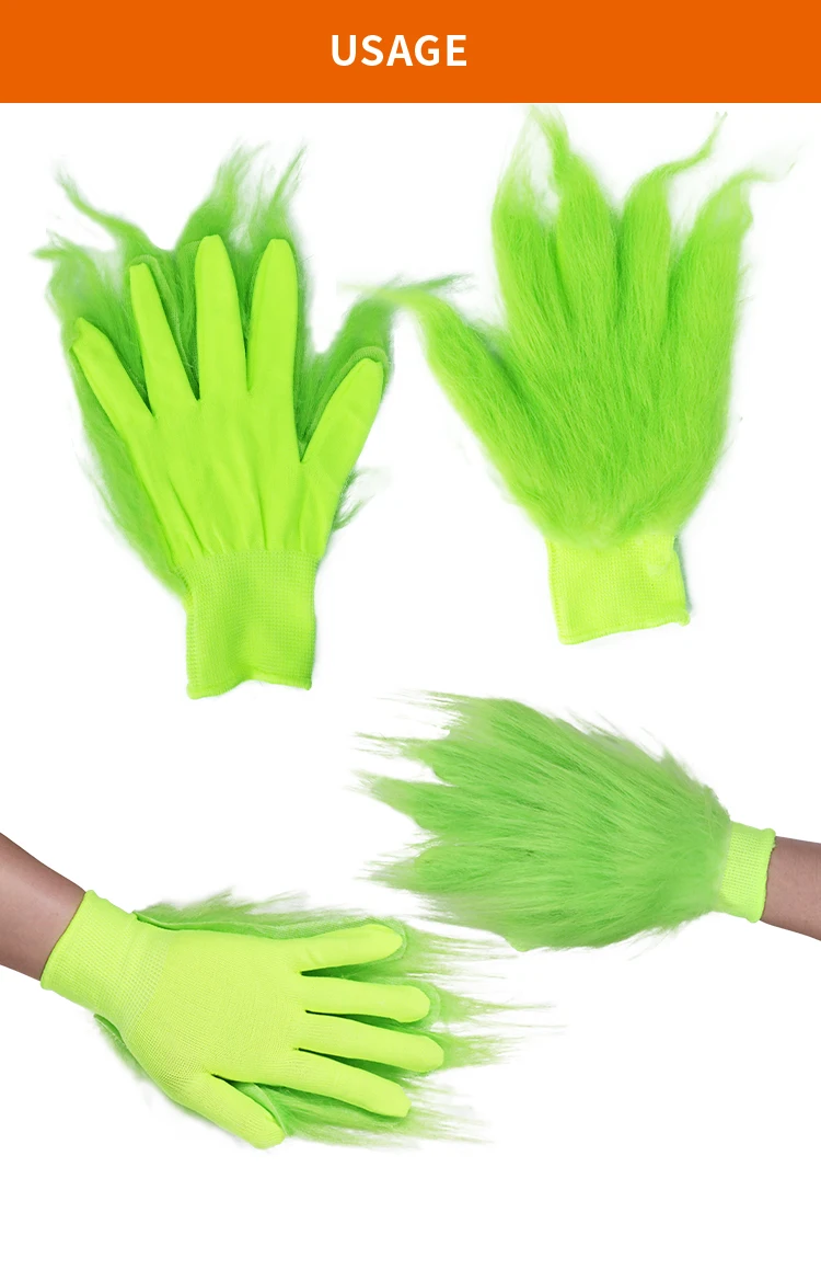 Customizable Grinch Gloves Christmas Party Cosplay Costumes Adult Funny ...