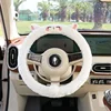 Rabbit fur brushed lambskin steering wheel cover
