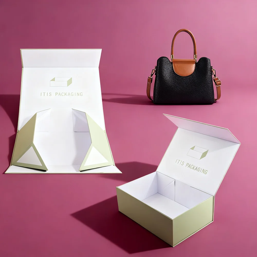 Luxury Socks Gift Box | Custom Magnetic Foldable Case | Recycled Grey Board with Sponge Lining & Carry Handle