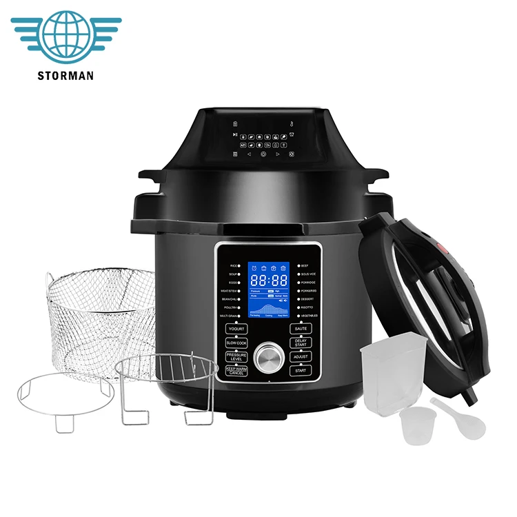 High Quality LED Display Touch Screen Home 6L Deep Fried 2 in 1 High Pressure Cooker Air Fryer