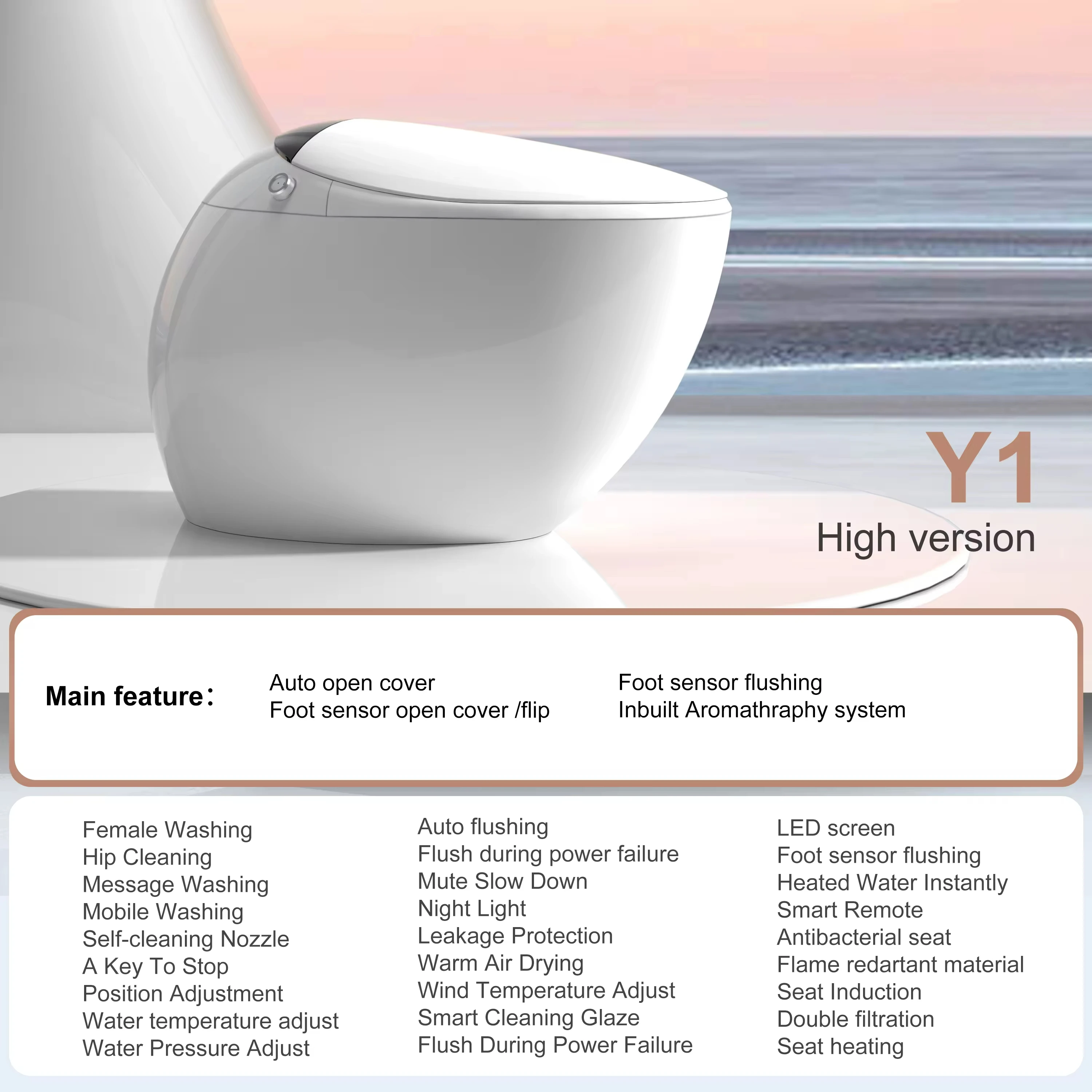 Hot selling modern ceramic sanitary ware egg shape wc self-clean flush toilet automatic intelligent toilet smart factory