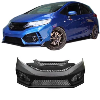 Car Bumper For 2014-2018 Honda Fit Jazz Change Type-R Front Bumper Rear Bumper Side skirts Plastic Material No Color need paint