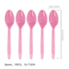 Pink -10pcs plastic spoon
