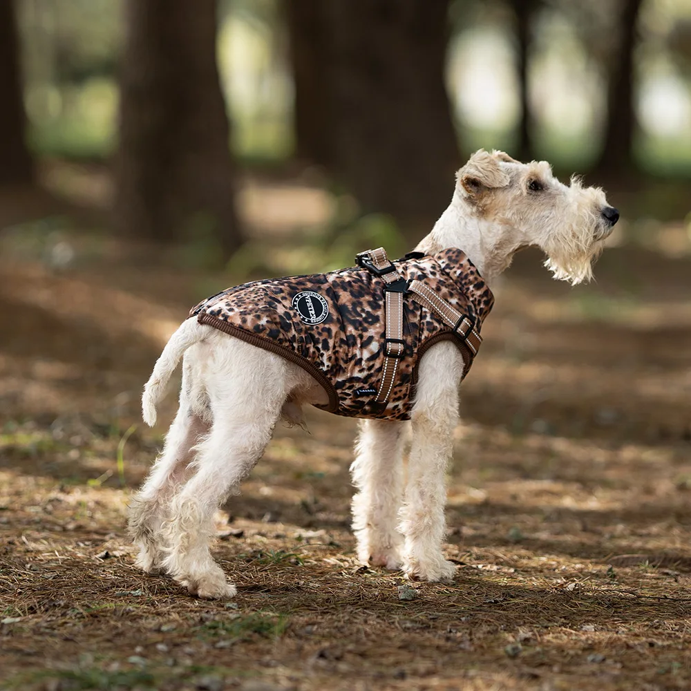 Custom Waterproof Dog Coats Winter Jacket Anxiety Logo Luxury Protective  Hunting Dog Vest Harness Leopard Print Pet Clothes