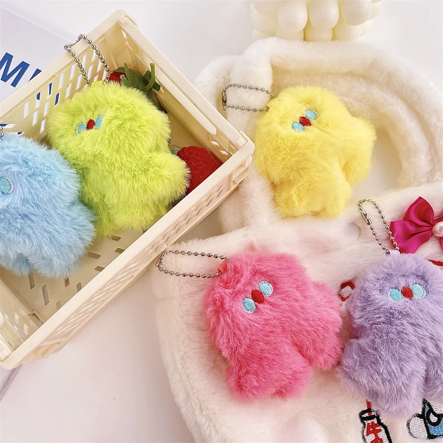Soft Stuffed Plush Key Chains Mini Animal Toys Cartoon Doll Bag Key Chain Cute Fur Little Monster Keychain for Girls