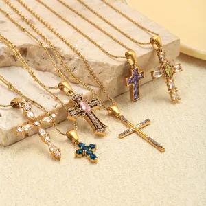 MW Lucky Micro-inlaid Copper 18k Gold Plated Bamboo Chain Zircon Gypsophila Pendant Necklace