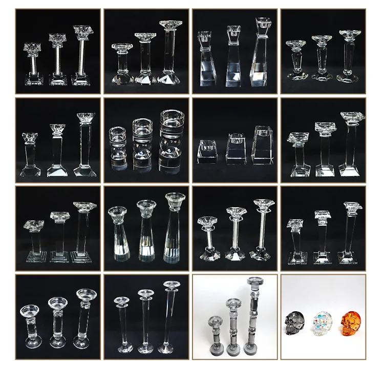 decoration for party wedding candle crystal artificial crafts candle blown glass candle holder factory