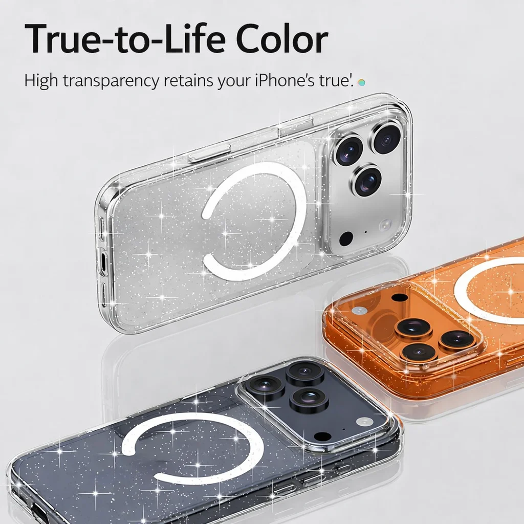 pro max  ultra thin clear sparkle phone cover with metal button anti fingerprint-5