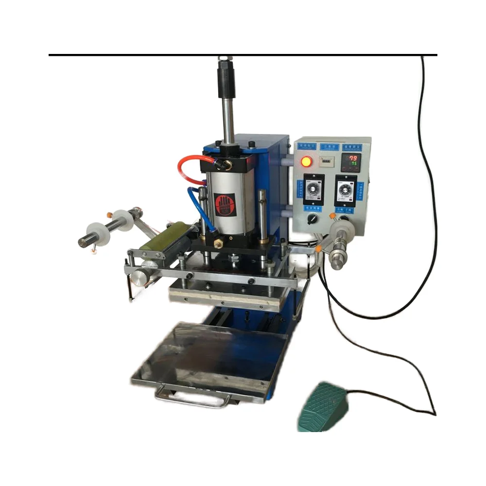 Pneumatic Semi-automatic Hot Foil Stamping Machine Manufacturing Plant Used Heat Press Leather Label Garment