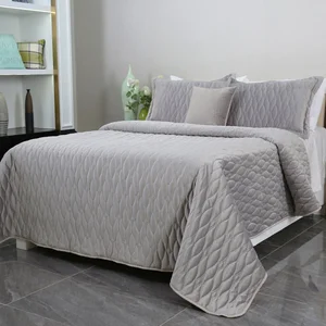 Bedspread Solid Color Quilt Bed Blanket king Queen Embroidery Bedspread Velvet for All Season Use