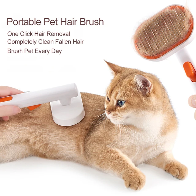 Dog Cat Hair Removal Brush Portable Pet Comb Pet Hair Cleaning Brush Pet Hair Remover Cat Brush With Release Button