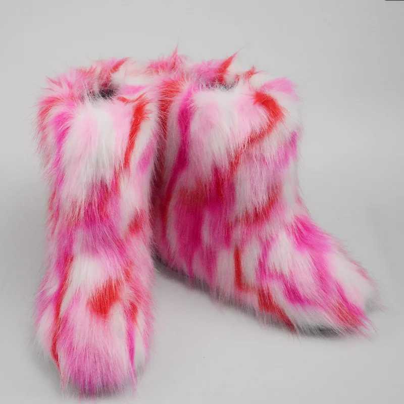 flat furry boots