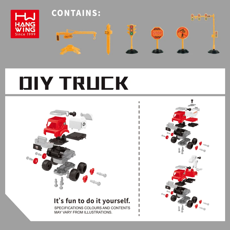 Solid Color Inertia Disassembly Assembly Engineering Vehicle Set Kids Cars Hot Selling DIY Toys Excavator Feuerwehr Fire Truck