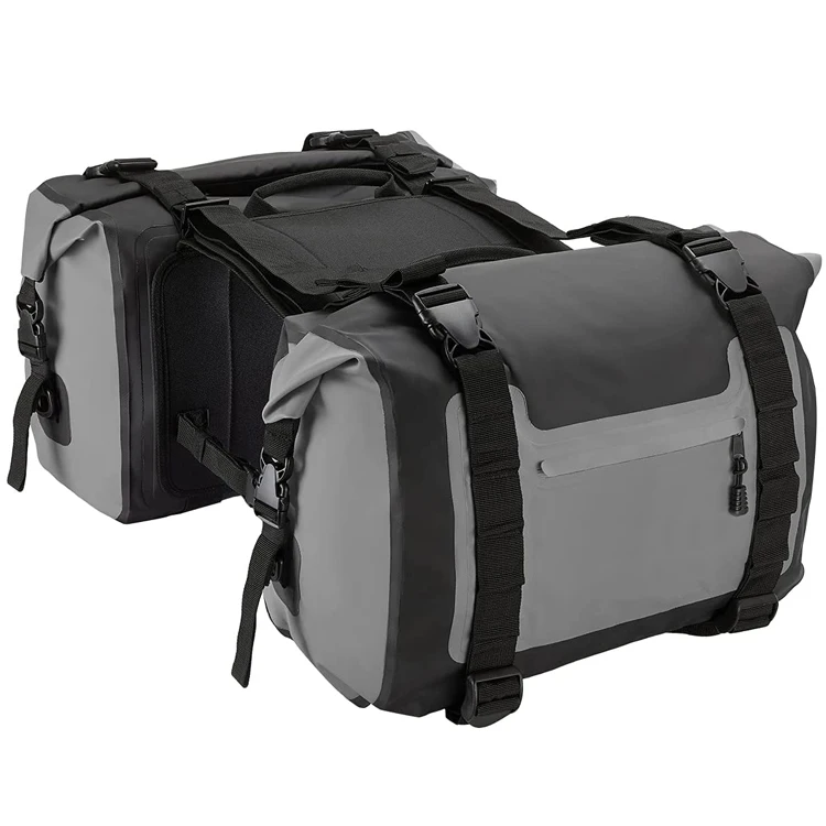 Motorcycle Saddlebags Waterproof 50l Pvc Dry Bags With Hook&loop Top Closure,Reflective Design