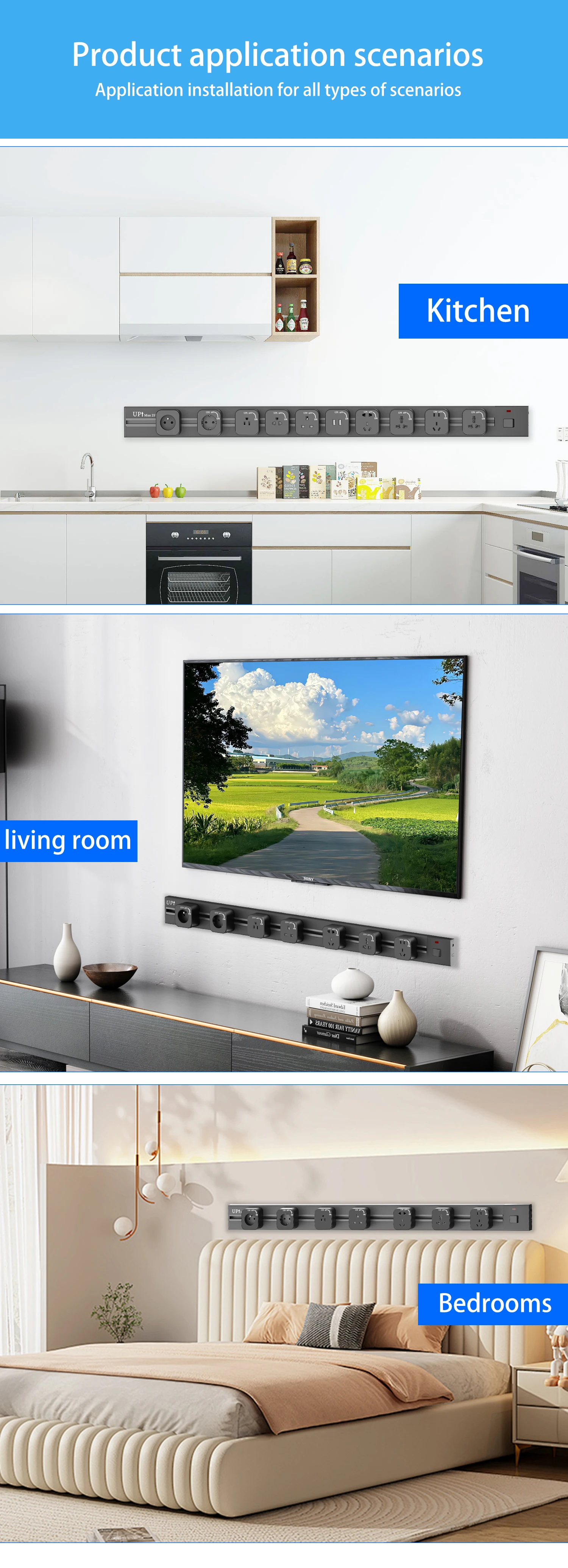 Universal Multi Smart Plug Desk Power Rail System - Power Trail