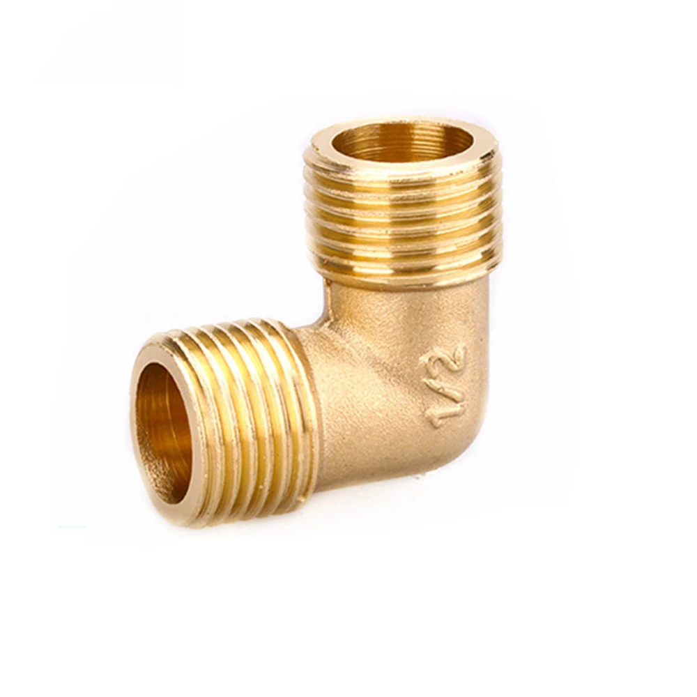 Brass BSP Male to Male Thread Right Angle Elbow Coupler Pipe Fitting Adapter M-M 