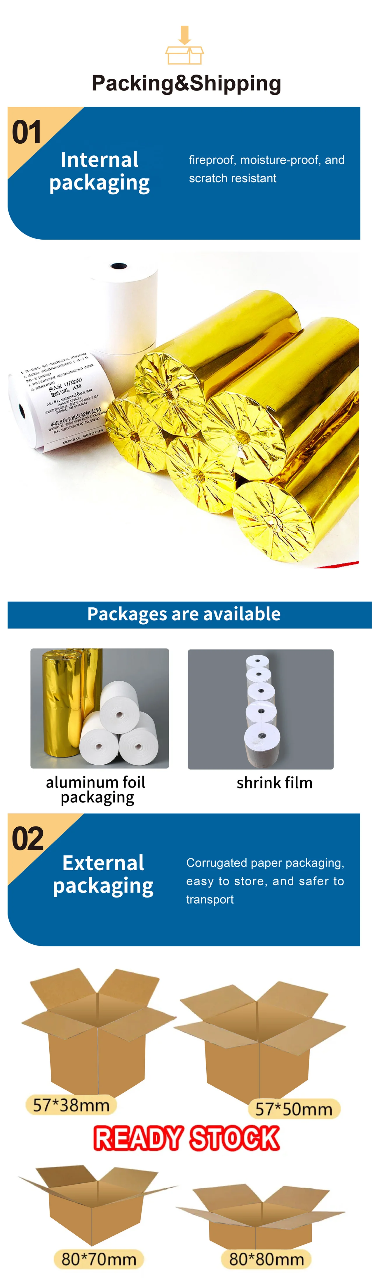 Thermal Paper 57*40mm Pure White, Smooth, Long Shelf Life, Simple and Convenient to Use, Low Price, Factory Direct Sales details