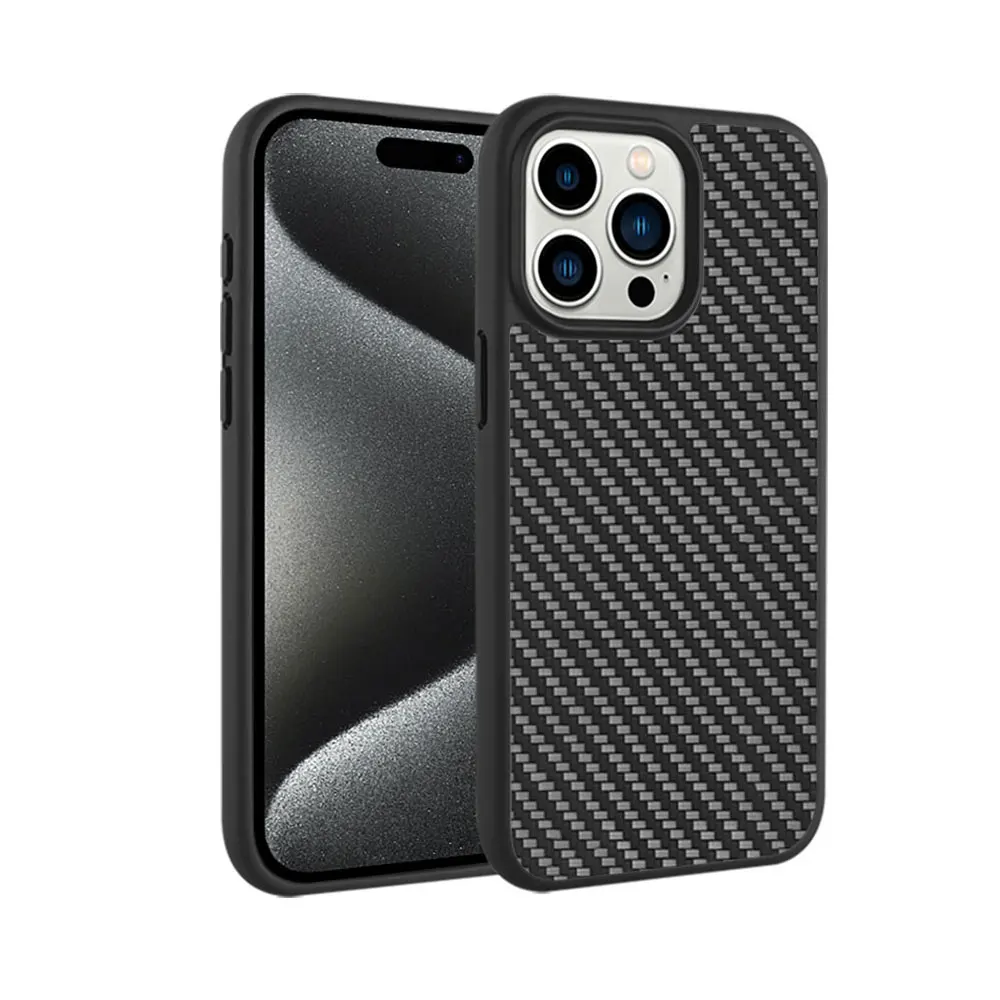 Funda de teléfono de Tpu Pc para Iphone 15 2 en 1 fibra aramida a prueba de caídas amigable con la piel protección de lente de cámara móvil Laudtec Sjk377  