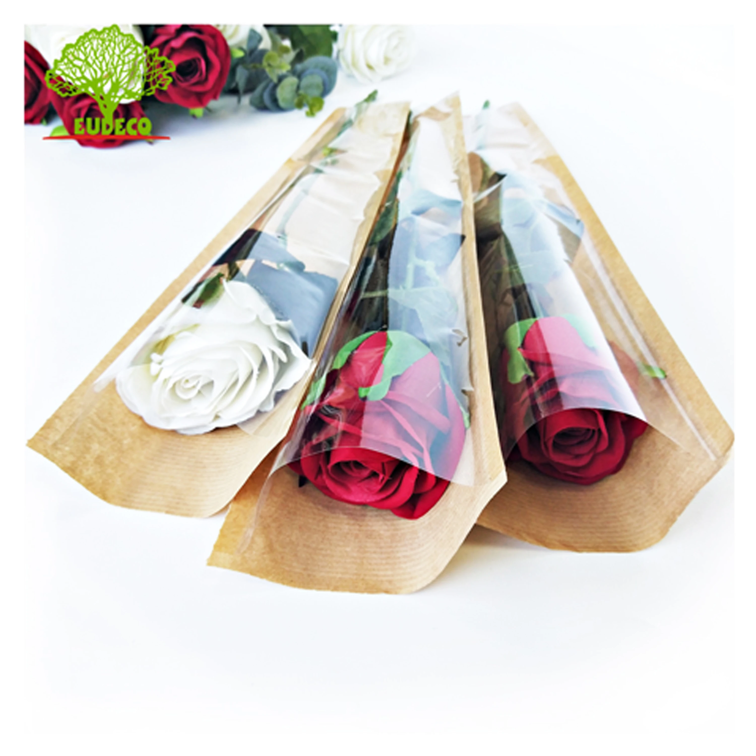 Rikyo 100 Pack Single Floral Packaging Bag,Star Transparent Flower Bouquet Sleeve,Clear Flower Wrapping Paper,Dried Flowers,Rose or Carnations Packaging