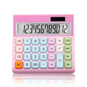 12 digital calculator count use student school stationery custom cute dual power real solar calculator