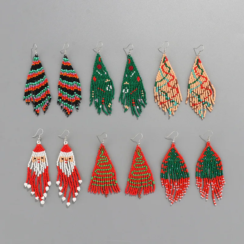 NLCAC Christmas Earrings Beaded Christmas Tree Lama Snowman Dangle...