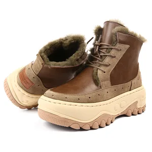 New Design Lace-Up Comfortable Height Increasing Warm Cotton Shoes Women's Winter Shoes Ladies Boots