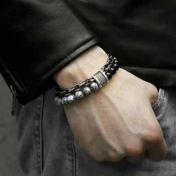 thumbnail image 2 of Natural Tiger's Eye Stone Beaded Bracelet - Stainless Steel, Adjustable, Handmade 2 of 10