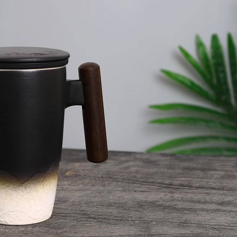 Handmade Ceramic Coffee & Tea Mug Large Ceramic Strainer Retro Mug Traditional Tea Cup Pottery Mug Business Gift Set manufacture
