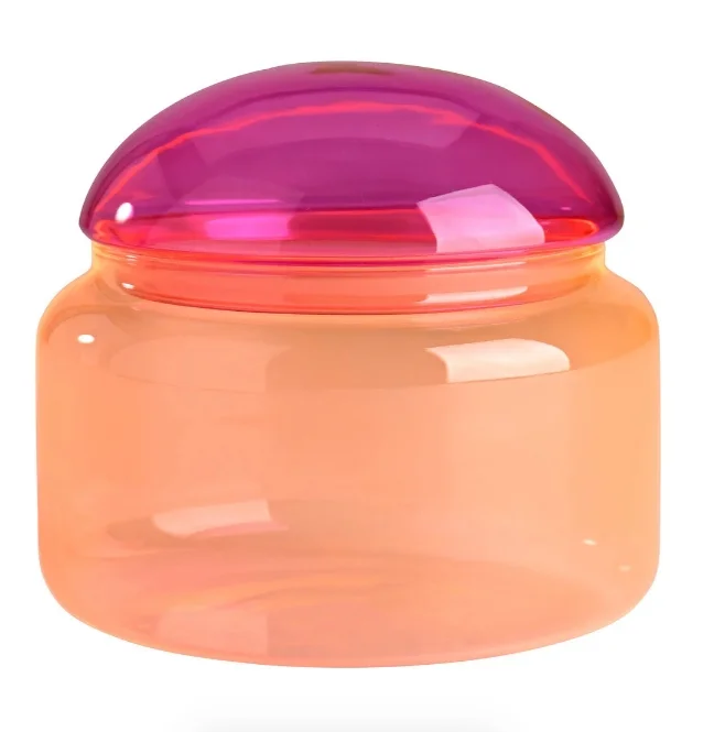 Customized Colorful Glass Candle Jars for Wedding Household Candle Jar With Glass Lid