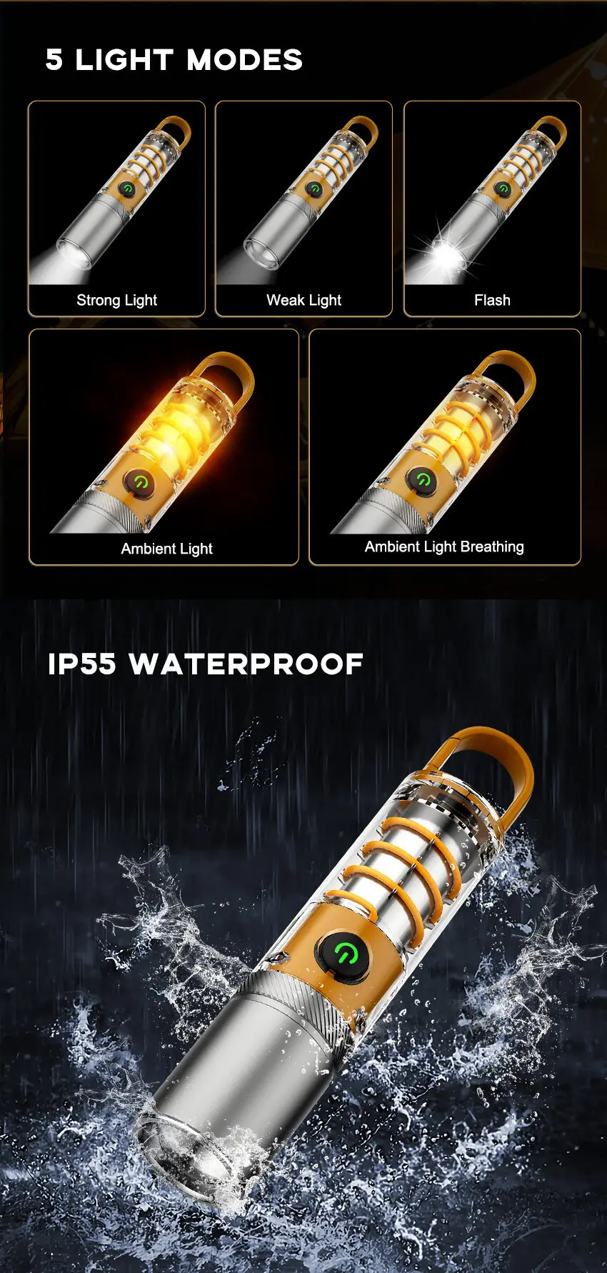 New Design Soft tungsten wire flashlight torch light powerful rechargeable battery EDC small hunting led flashlight camping supplier