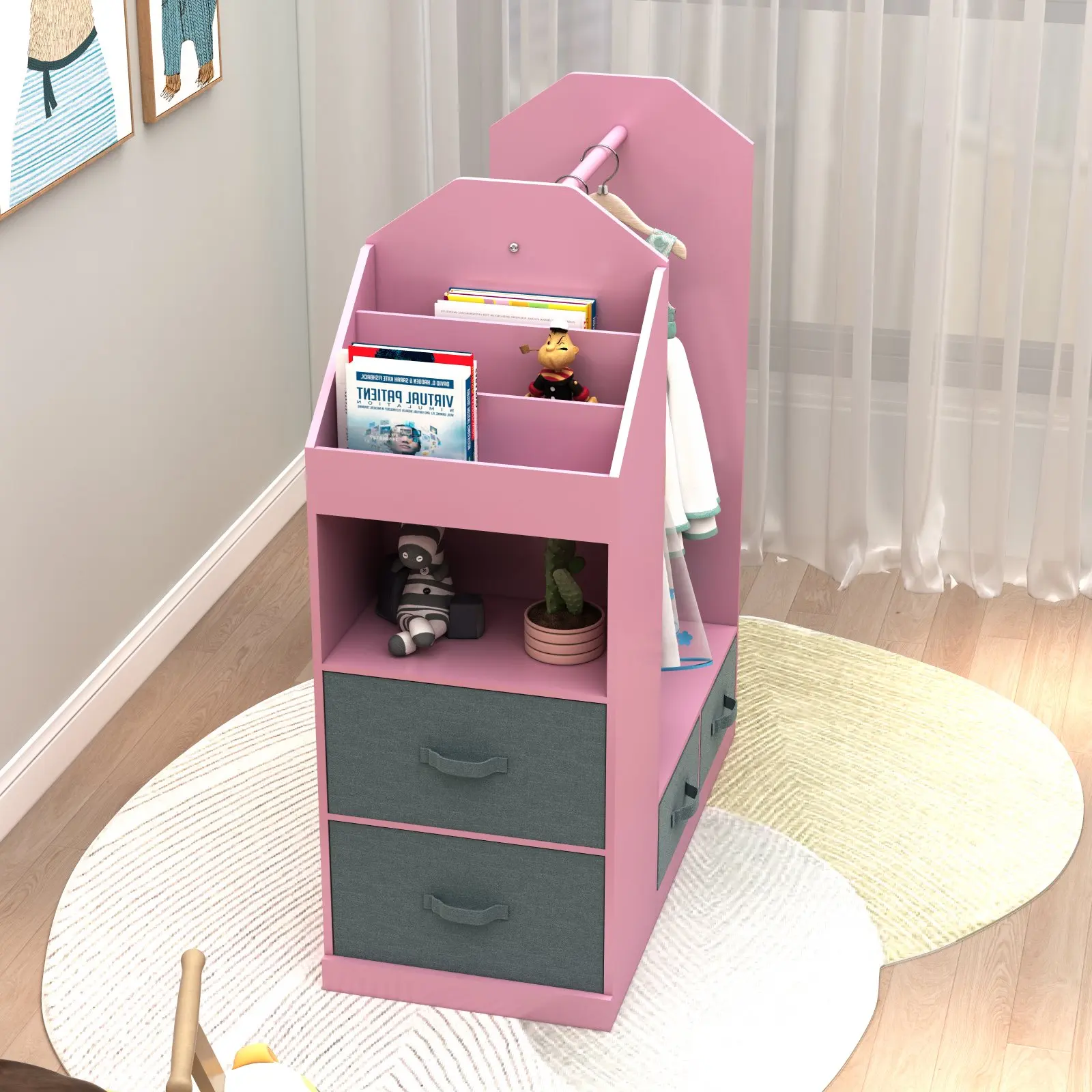 TOBBOMEY Perchero De Madera Para Ropa De Muñecas – Organizador Colgante De 58 Cm, Accesorio Mueble Para Casa De Muñecas