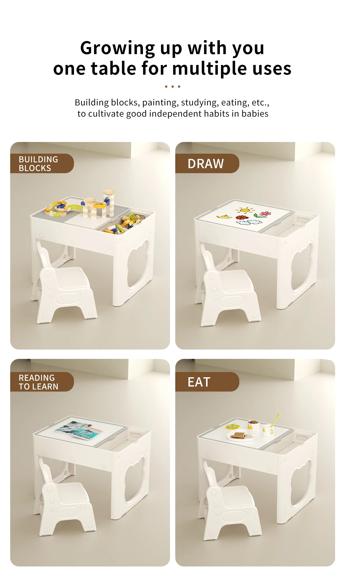 Multifunctional Plastic Toddler Home Activity Table with Chair Set for Kids' Drawing & Block Building Colorful & Comfortable manufacture