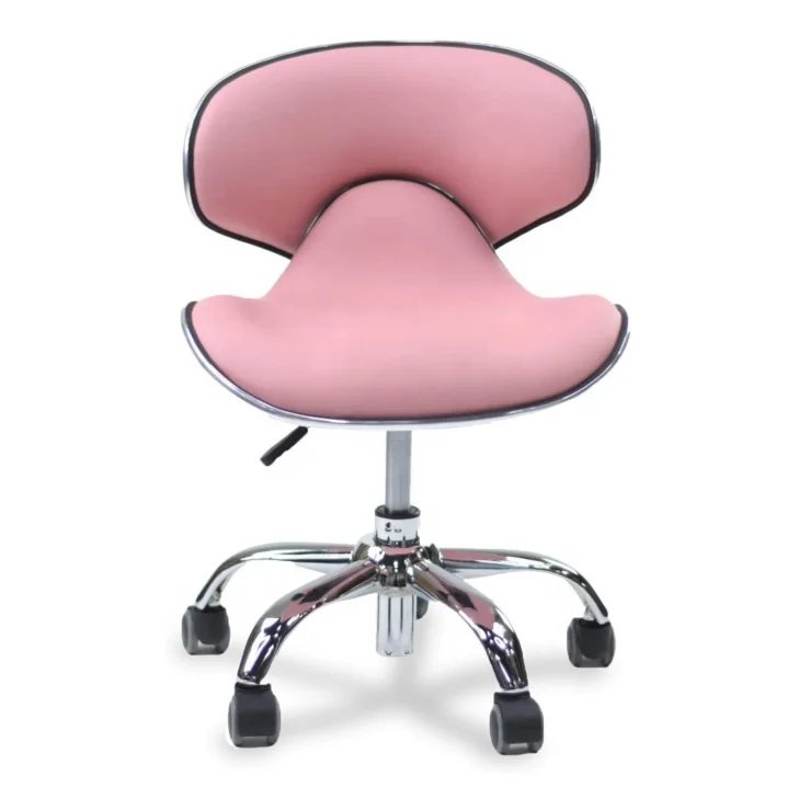 China Adjustable Leather Hydraulic Shop bar Beauty Client Stool pink Chairs  Nail Salon Furniture Sets for Sale with Wheels