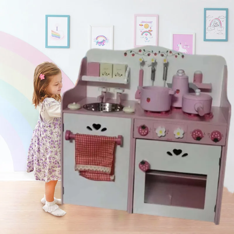 Cabinet Pink Kitchen Toys Eco-Friendly Mini Set for Kids